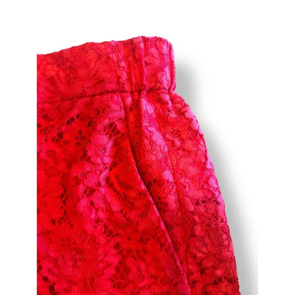 Classic Staple Red Lace Cropped Pants Scalloped Hem & Pockets, Women’s Size 6 - Picture 4 of 13